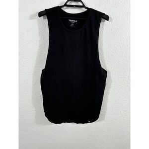 YoungLA Tank Top Mens Large Black Muscle Gym Drop Armhole Raw Edge Cotton 308